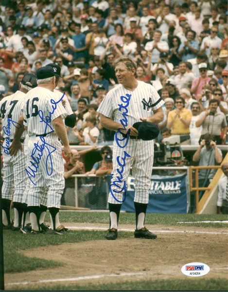 Yankee Greats Signed 8" x 10" Photograph w/ Mantle, Ford & Arroyo! (PSA/DNA)