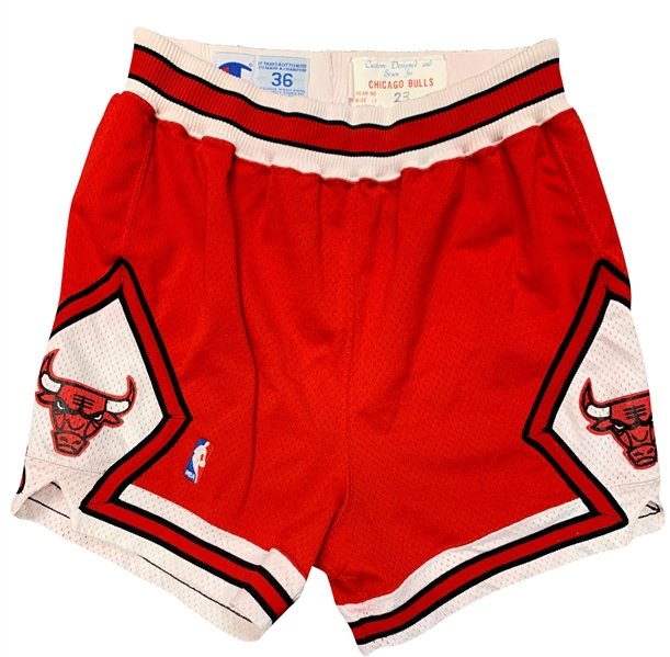 Michael Jordan Game Used 1990-1991 MVP/Championship Year Chicago Bulls Shorts (Grey Flannel)