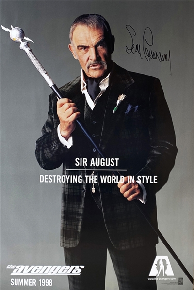 Sean Connery ULTRA RARE In-Person Signed Full Sized One-Sheet Movie Poster for "The Avengers" (Beckett/BAS Guaranteed)