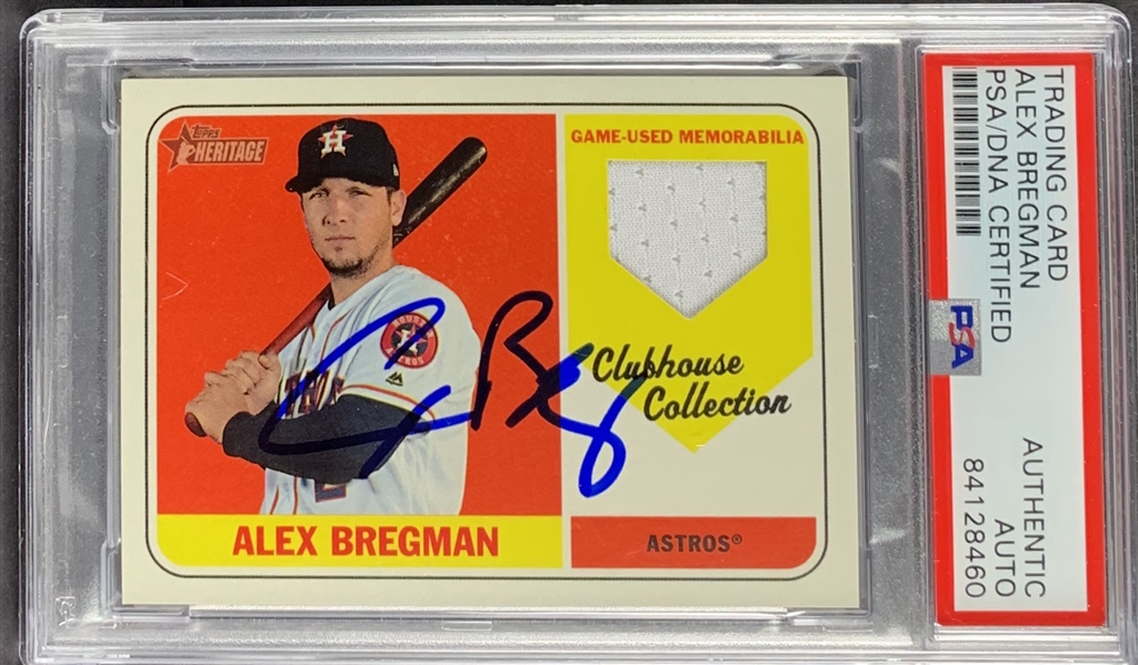 Alex Bregman Signed 2016 Topps Clubhouse Collection Game Used Patch Card (PSA/DNA Encapsulated)