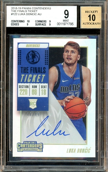 2018-19 Luka Doncic The Contenders The Finals Ticket #122 Autographed Rookie Card :: BGS Graded MINT 9 with 10 Autograph!