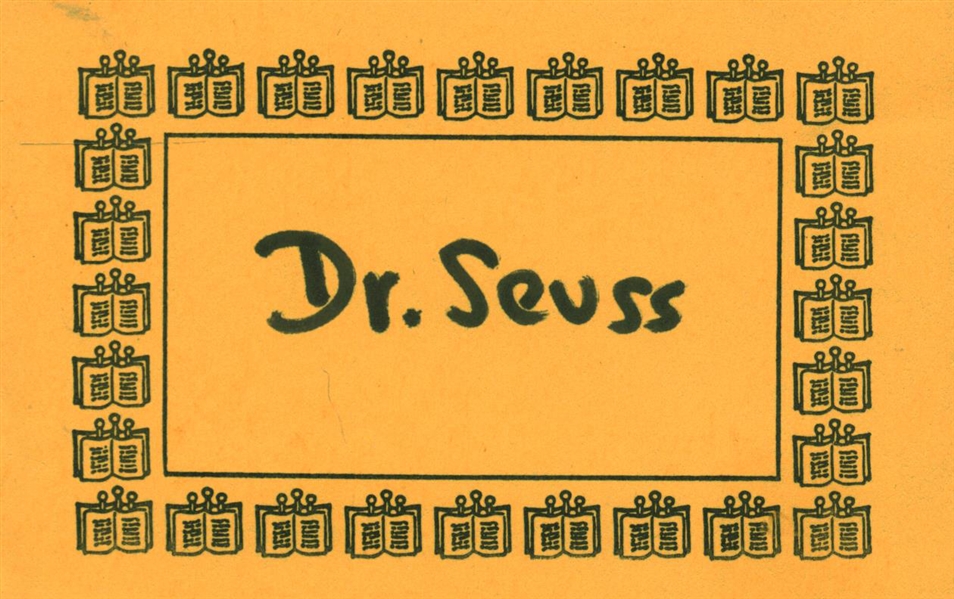 Dr. Seuss Signed 2.5" x 4.25" Book Plate (Beckett/BAS Guaranteed)