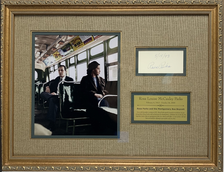Rosa Parks Signed 3" x 5" Cut in a Framed Display (15" x 20")