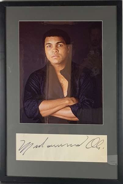 Muhammad Ali MASSIVE Signed 5" x 15" Canvas Page Framed Display (Beckett/BAS)