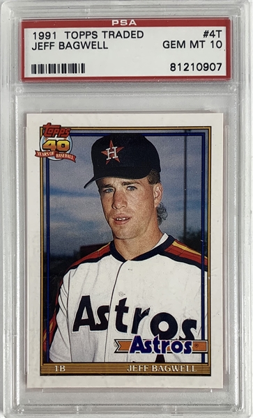 1991 Jeff Bagwell Topps Traded #4T Rookie Card :: PSA Graded GEM MINT 10