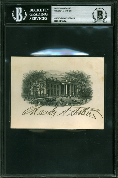Chester A. Arthur Near-Mint Signed White House Engraving Card (Beckett/BAS Encapsulated)