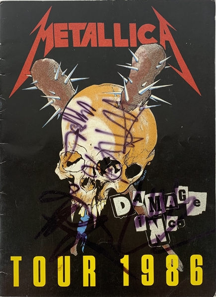 Metallica Group Signed Damage Inc 1986 Tour Program with Cliff Burton! (Beckett/BAS Guaranteed)
