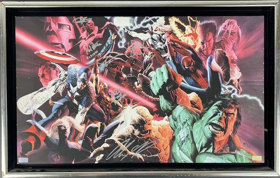 Alex Ross Incredible "Marvel Unleashed" Multi-Signed 21" x 12.5" Printers Trial 1/1 Canvas w/ Stan Lee, Ferrigno & Others! (Beckett/BAS LOA)