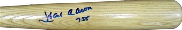 Hank Aaron Signed H&B Louisville Slugger Vintage Player Model Baseball Bat w/ "755" Inscription! (Beckett/BAS)