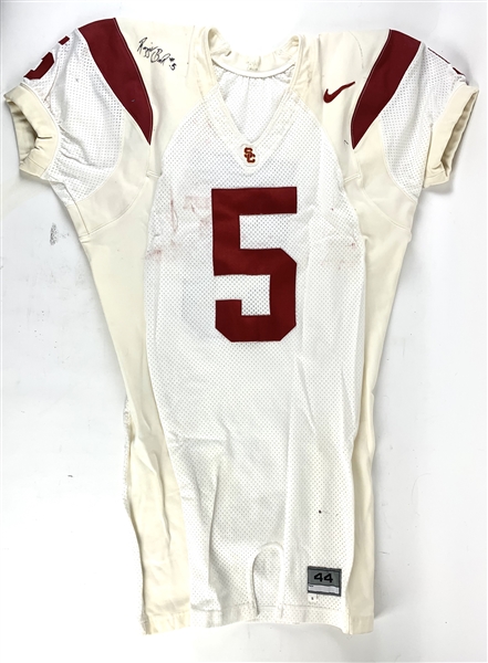 2003 Reggie Bush Game Used Signed USC Trojans Home Jersey :: Photo-Matched to 9-27-03 Game vs. Cal (Resolution Photomatching, Photo-Match.com & Beckett/BAS LOAs)