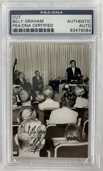 Billy Graham Rare Signed 2.5" x 3.5" Photograph (PSA/DNA Encapsulated)