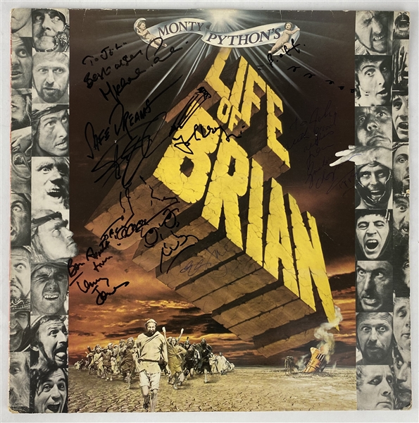 Monty Pythons "Life of Brian" Vintage Signed VHD Album Cover w/ 6 Cast Members! (Beckett/BAS)