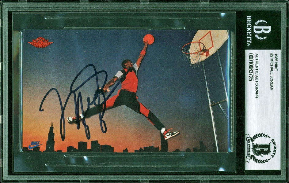 Michael Jordan Signed 1985 Nike Promotional Rookie Card (Beckett/BAS Encapsulated)