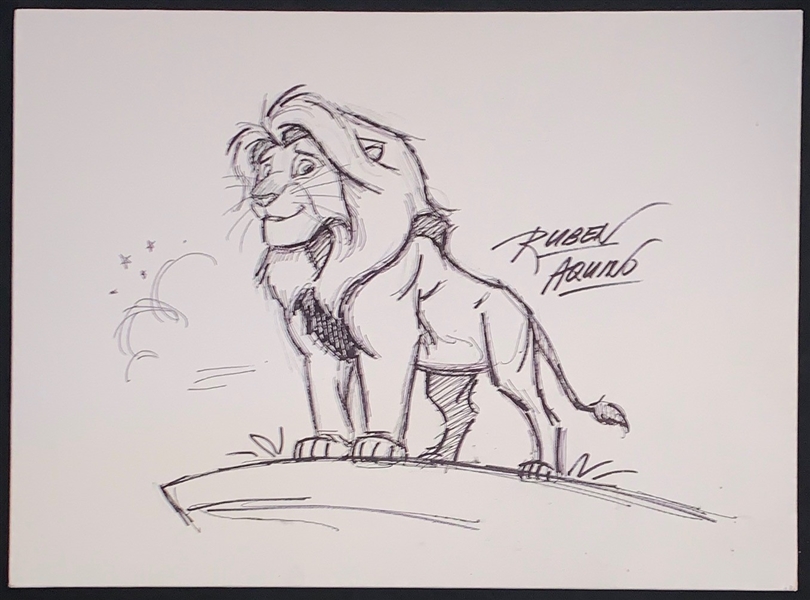 The Lion King: Ruben Aquino Hand Drawn & Signed "Simba" Sketch
