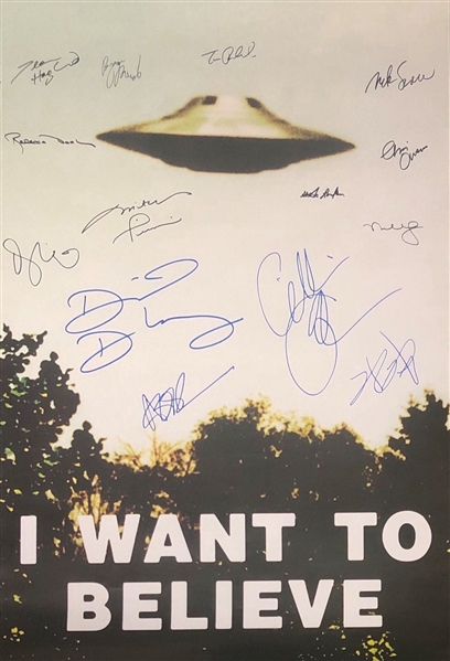 The X-Files Cast Signed 24" x 36" Promotional Poster with Duchovny, Anderson, etc. (14 Sigs)(Beckett/BAS Guaranteed)
