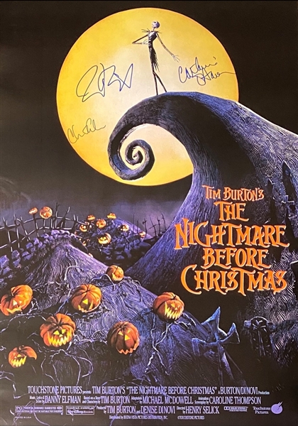 A Nightmare Before Christmas Cast Signed 27" x 40" Movie Poster (Beckett/BAS Guaranteed)