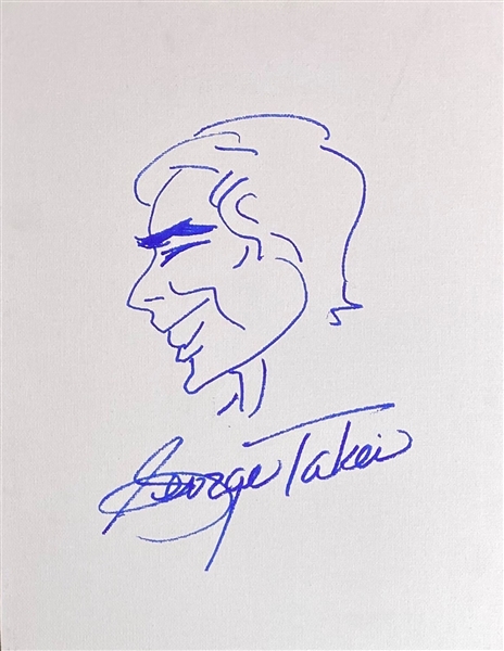 Star Trek: George Takei 11" x 14" Hand Drawn & Signed Self-Portrait Sketch (Beckett/BAS Guaranteed)