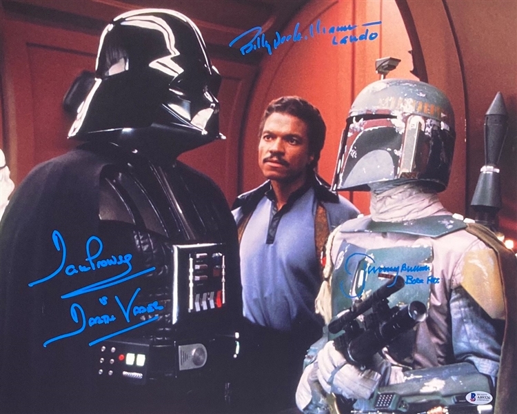 Star Wars: Billy Dee Williams, David Prowse & Jeremy Bulloch Signed 16" x 20" Photo from "The Empire Strikes Back" (Beckett/BAS LOA)