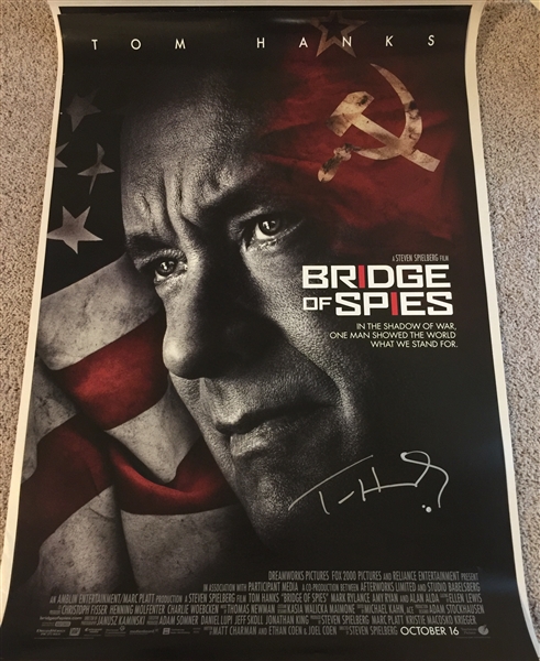 Tom Hanks Signed 27" x 40" Double-Sided Movie Poster for "Bridge of Spies" (Beckett/BAS Guaranteed)