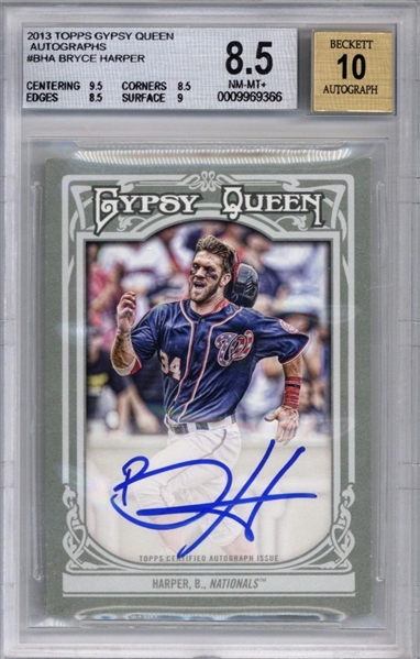 Bryce Harper Signed 2013 Topps Gypsy Queen Autographs - BGS Graded 8.5 w/ 10 Auto!