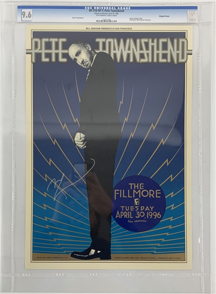 The Who: Pete Townshend Signed Original 13" x 19" 1996 The Fillmore Concert Poster (CGC 9.6)
