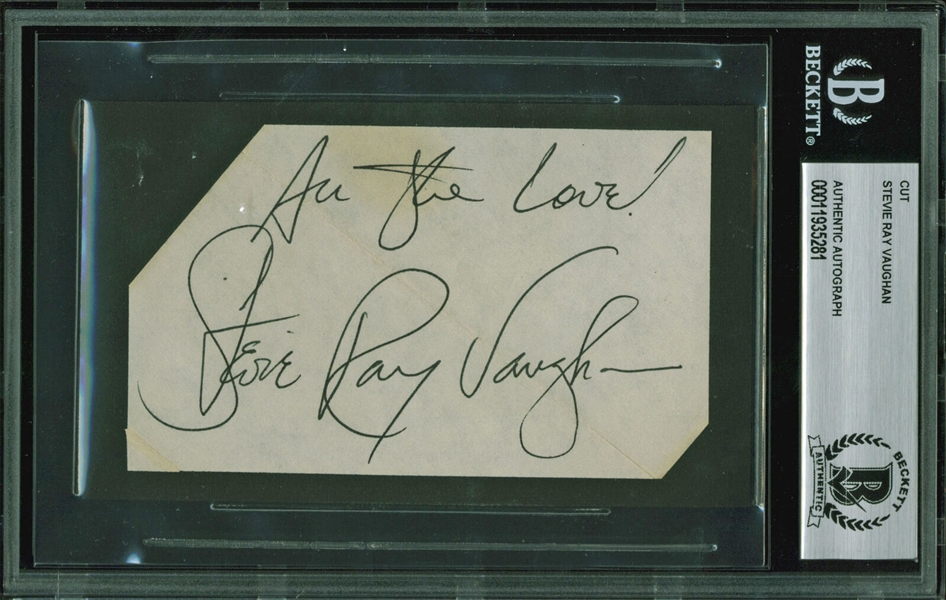 Stevie Ray Vaughan Signed & Inscribed Sheet (Beckett/BAS Encapsulated)
