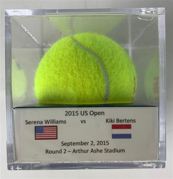 2015 Womens Singles US Open Match Used Tennis Ball - Round 2 Serena Williams vs. KiKi Bertends! (Meigray)