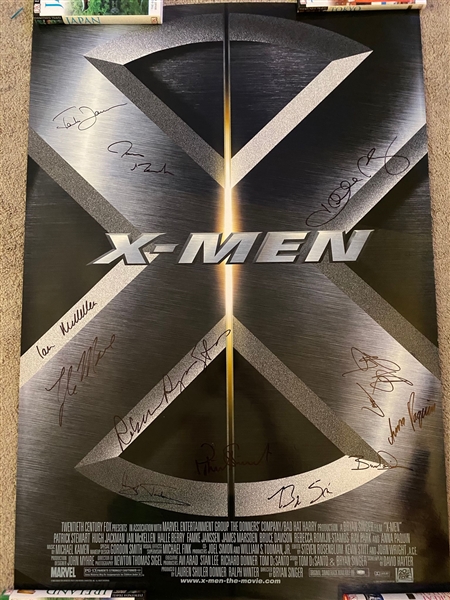 X-Men RARE Cast Signed 27" x 40" Movie Poster with McKellan, Paquin, Jackman, Stewart, etc. (12 Sigs)(Beckett/BAS Guaranteed)
