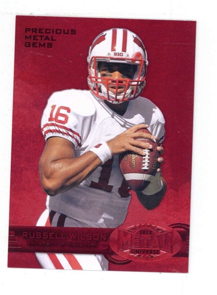 Russell Wilson ULTRA-RARE 2012 Fleer Retro Metal Universe PMG /100 Red Rookie Card! 