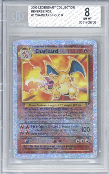 Charizard 2002 Pokemon Legendary Collection Reverse Foil Trading Card (Beckett/BGS Graded NM-MT 8)
