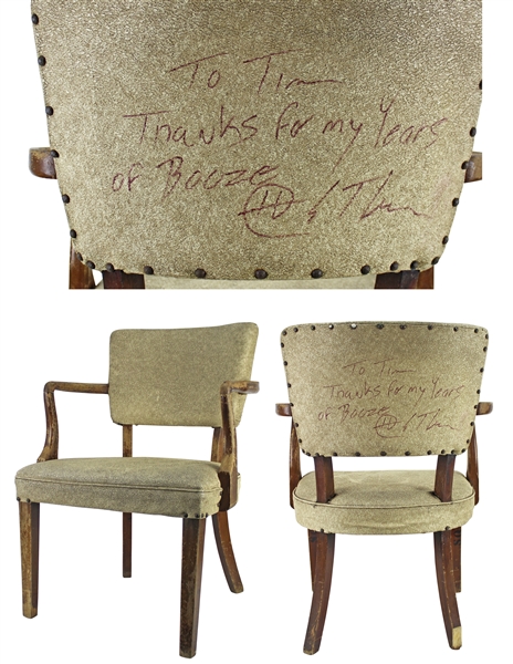 Hunter S. Thompson Signed & Inscribed Chair from The Woody Creek Tavern (Beckett/BAS LOA)