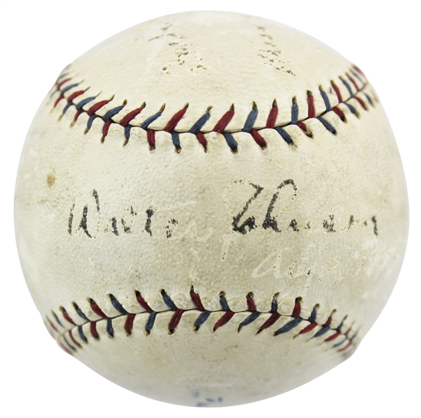 RARE Walter Johnson Single Signed Reach OAL (Ban Johnson) Baseball c. 1927 (JSA)