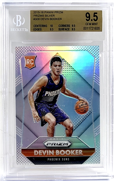 2015-16 Devin Booker Panini Prizm Silver Refractor Rookie Card - BGS Graded GEM MINT 9.5 with 10 Subgrade!