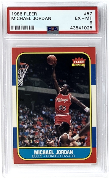 1986 Fleer Michael Jordan #57 Rookie Card :: Great Centering & Corners :: PSA Graded EX-MT 6