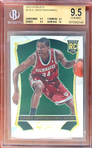 2013-14 Giannis Antetokounmpo Panini Select Basketball Rookie Card - BGS Graded 9.5 with 10 Subgrade!