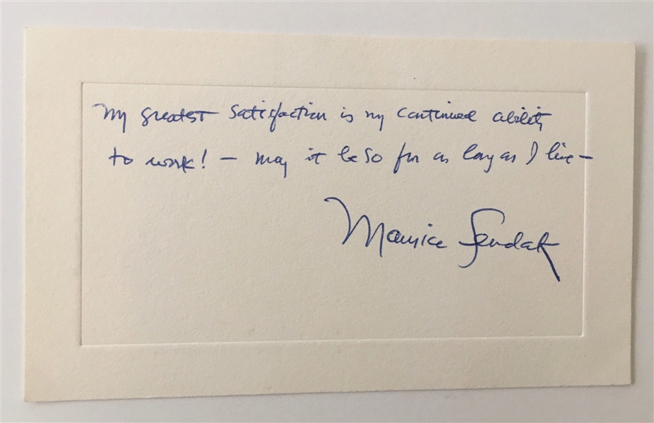 Maurice Sendak Handwritten & Signed Note on 4" x 6" Card (Beckett/BAS LOA)