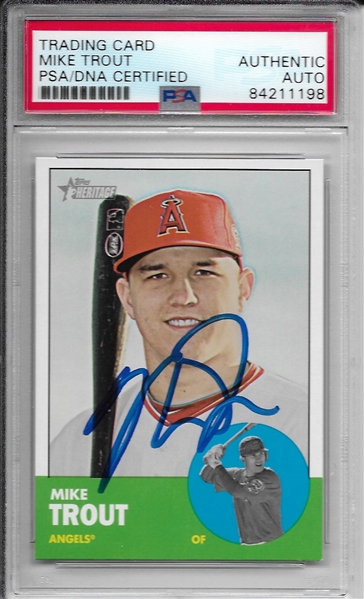 Mike Trout Rare Signed Rookie 2012 TOPPS Heritage Card (PSA/DNA Encapsulated)