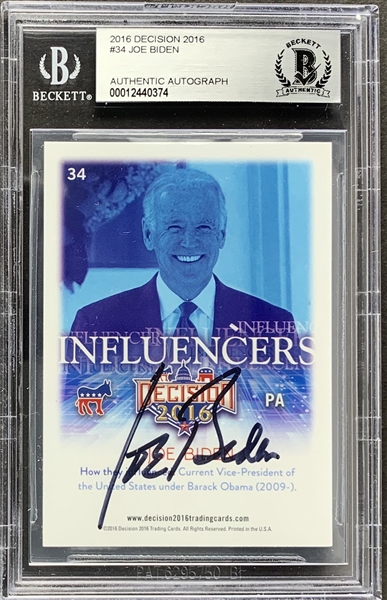 Joe Biden Signed Decision 2016 Trading Card (Beckett/BAS Encapsulted)