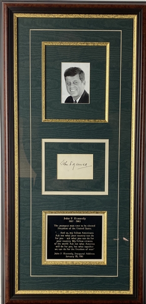 John F. Kennedy Signed EVERY LETTER 3.25" x 2.25" Cut Framed Display (PSA/DNA)