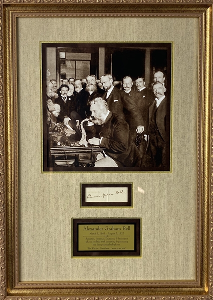 Alexander Graham Bell Signed 3" x 1" Cut Framed Display (Beckett/BAS)