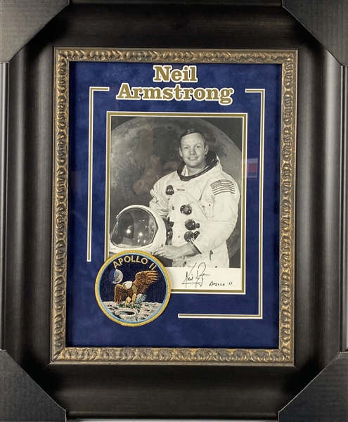 Neil Armstrong Signed 8" x 10" NASA Photograph w/ "Apollo 11" Inscription in Custom Framed Display (Beckett/BAS)