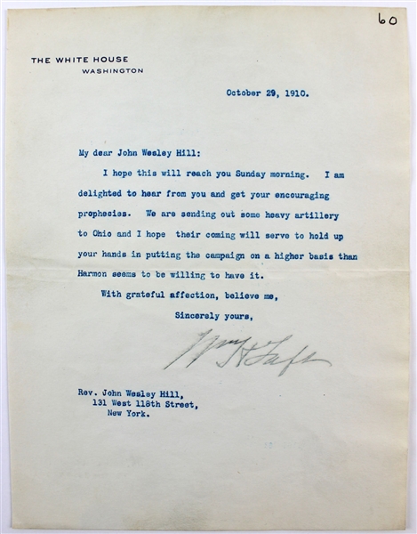 President William Taft Signed 1910 Letter on White House Letterhead (Beckett/BAS)