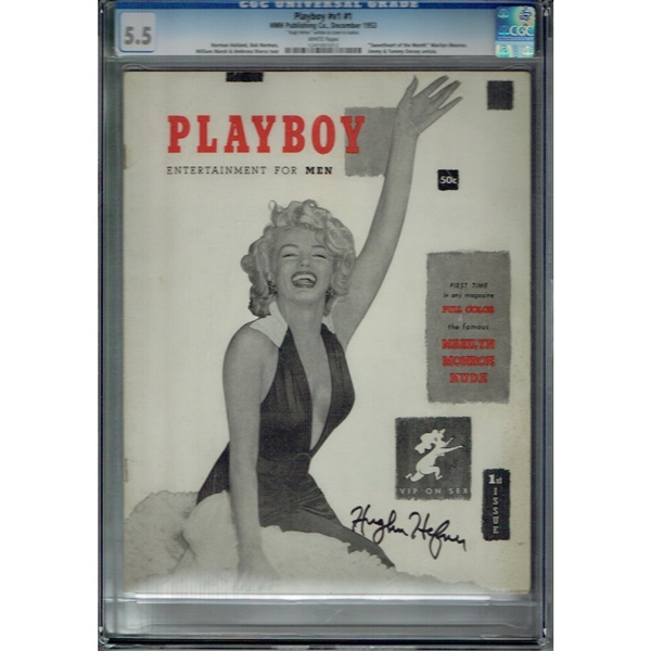 Incredible Hugh Hefner Signed 1953 Playboy First Issue Magazine  (PSA Authentication & Grading, CGC Slabbed & Graded)