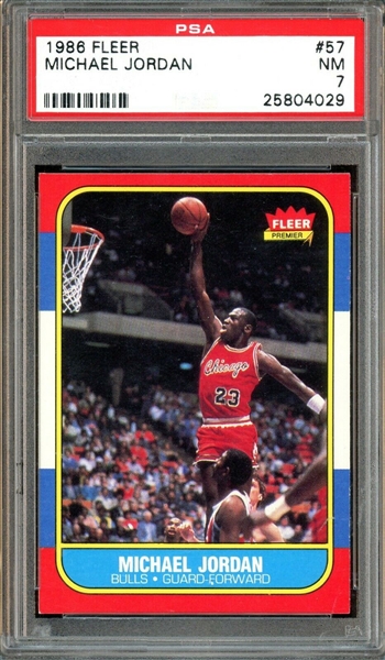 1986 Fleer Michael Jordan #57 Rookie Card :: PSA Graded NM 7 :: GREAT Centering and Eye Appeal!