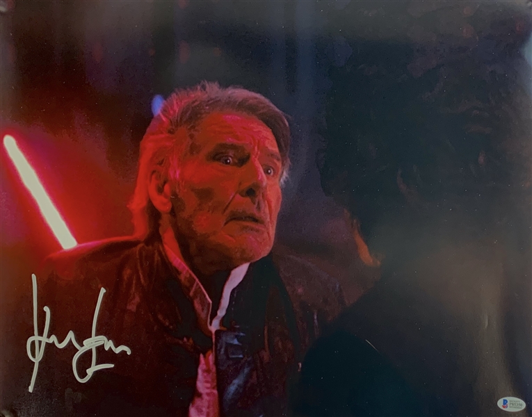 Star Wars Episode VII: The Force Awakens Harrison Ford Signed 16" x 20" ULTRA-RARE "Death Scene" Color Photograph (Beckett/BAS)