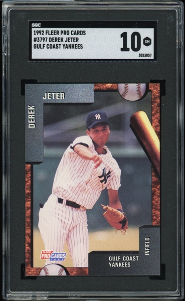 1992 Derek Jeter Fleer Procards #3797 Gulf Coast Yankees Minor League Rookie Card - SGC Graded GEM MINT 10
