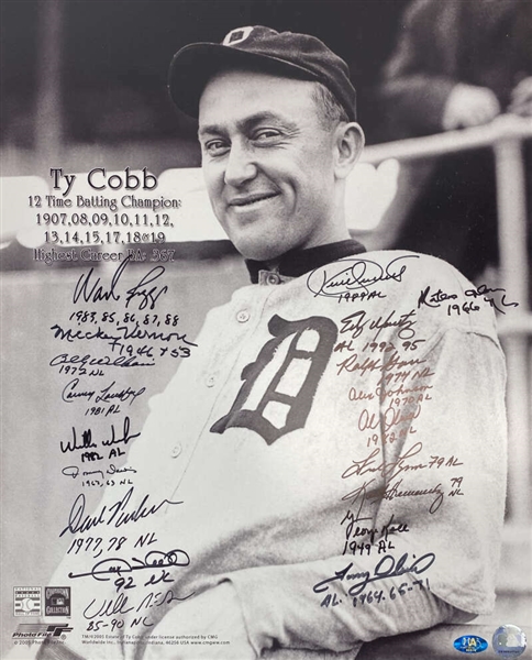 Ty Cobb Batting Title Multi-Signed 16" x 20" Photograph w/ Puckett, Boggs & Others (Beckett/BAS)