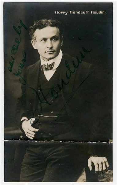Harry Houdini Signed Vintage Postcard Photograph from the "Handcuff" Period (Beckett/BAS LOA)