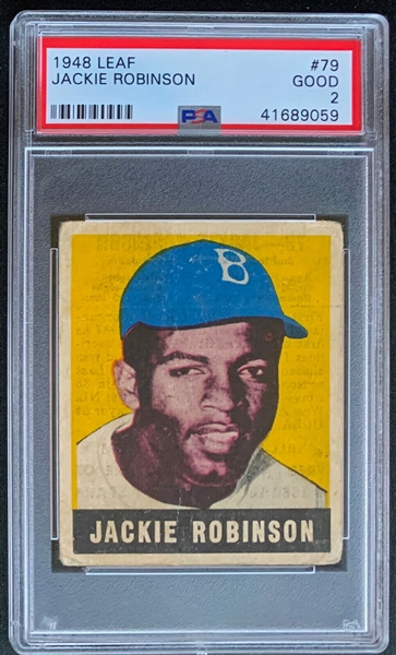 1948 Leaf Jackie Robinson #49 PSA Graded GOOD 2 with Superb Centering & Coloring - Robinsons Rookie!