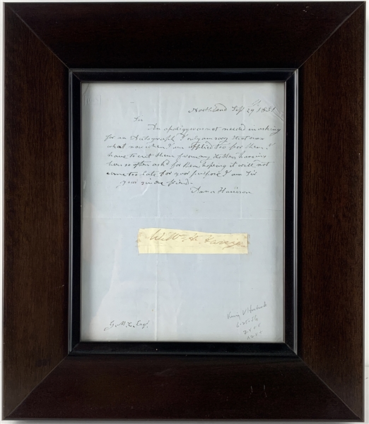 William Henry Harrison Signed Letter Segment - A Direct Gift with Handwritten Letter from His Widow Anna Harrison! (Beckett/BAS Guaranteed)